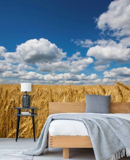 Wheat Field with Blue Sky Wall Mural Wheat Field with Blue Sky Wall Mural