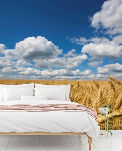 Wheat Field with Blue Sky Wall Mural Wheat Field with Blue Sky Wall Mural