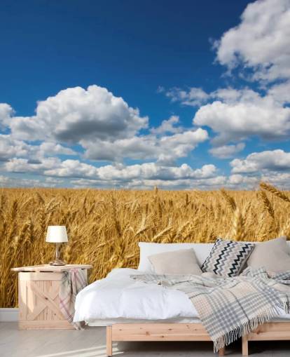 Wheat Field with Blue Sky Wall Mural Wheat Field with Blue Sky Wall Mural