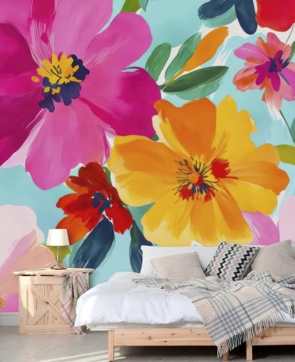 colourful and customisable floral mural called Morning in Bloom by Andrea Haase colourful and customisable floral mural called Morning in Bloom by Andrea Haase