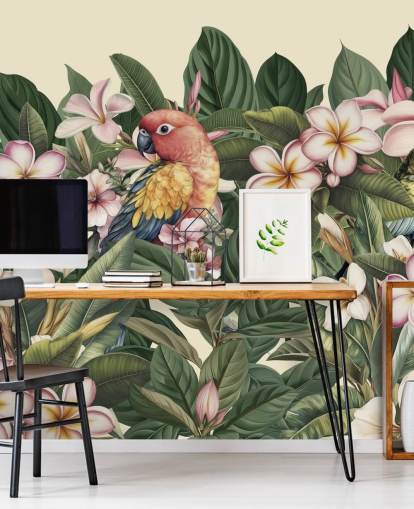 colourful exotic parrot mural from Andrea Haase called Parrots in the Garden of Paradise colourful exotic parrot mural from Andrea Haase called Parrots in the Garden of Paradise