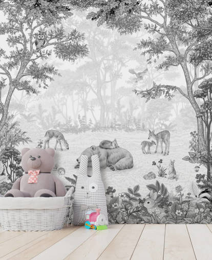 customisable children's bear wall mural called Sleepy Bear - Black customisable children's bear wall mural called Sleepy Bear - Black