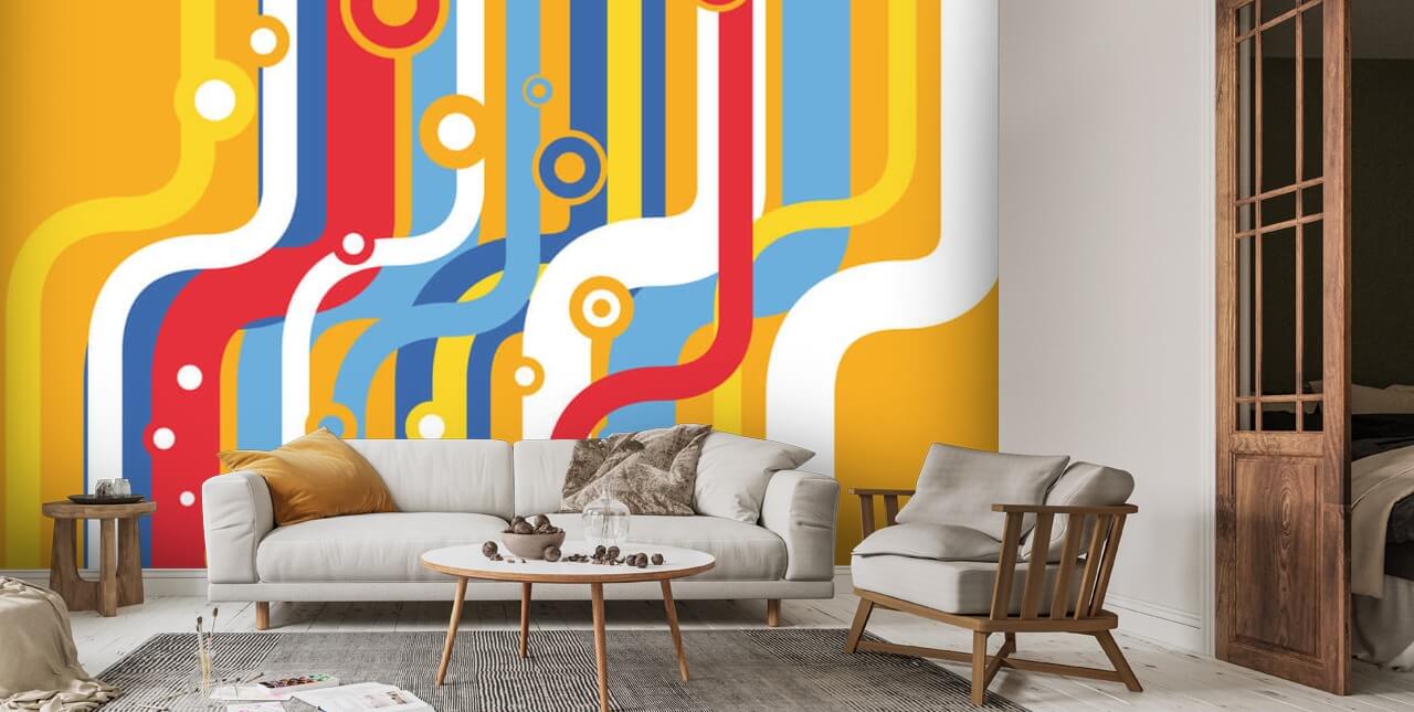 Retro Colourful Lines Wallpaper | Wallsauce US