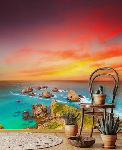 Rocky Sunset Coast Bakgrunn Rocky Sunset Coast Bakgrunn