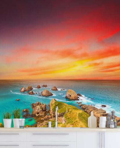 Rocky Sunset Coast Bakgrunn Rocky Sunset Coast Bakgrunn