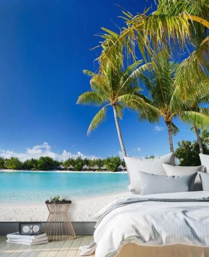 Bora Bora Beach väggmålning Bakgrund Bora Bora Beach väggmålning Bakgrund