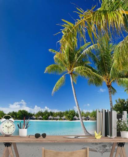 Bora Bora Beach väggmålning Bakgrund Bora Bora Beach väggmålning Bakgrund