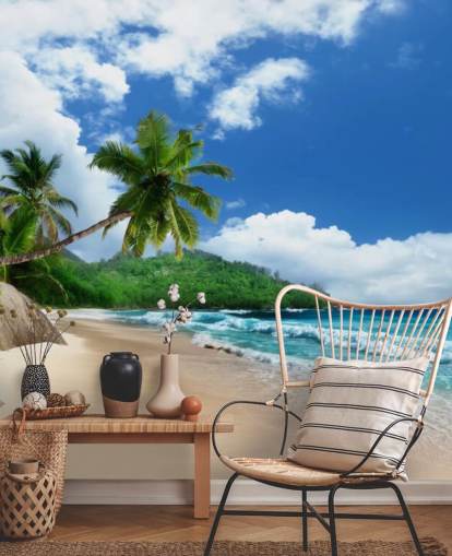 papier peint de plage tropicale personnalisé appelé Mahé Island Beach, Seychelles pour les bureaux et les cuisines papier peint de plage tropicale personnalisé appelé Mahé Island Beach, Seychelles pour les bureaux et les cuisines