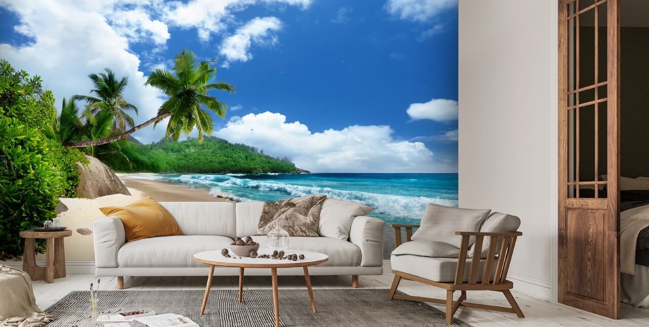 Mahe Island Beach, Seychelles Wallpaper | Wallsauce UK