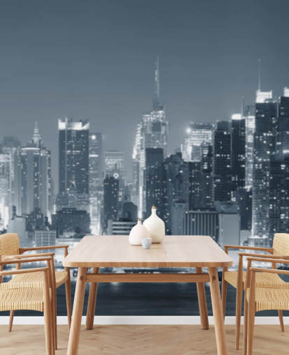 papier peint mural noir et blanc de la ville de New York appelé Manhattan Black & White Panoramic pour les salons, les chambres et les bureaux papier peint mural noir et blanc de la ville de New York appelé Manhattan Black & White Panoramic pour les salons, les chambres et les bureaux