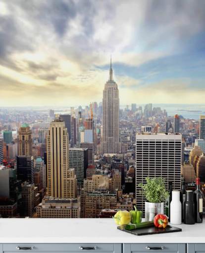 kirkas New Yorkin kaupungin taustakuvamaalaus nimeltä Manhattan Skyline makuuhuoneisiin, olohuoneisiin ja ruokasaleihin kirkas New Yorkin kaupungin taustakuvamaalaus nimeltä Manhattan Skyline makuuhuoneisiin, olohuoneisiin ja ruokasaleihin