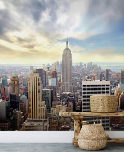 kirkas New Yorkin kaupungin taustakuvamaalaus nimeltä Manhattan Skyline makuuhuoneisiin, olohuoneisiin ja ruokasaleihin kirkas New Yorkin kaupungin taustakuvamaalaus nimeltä Manhattan Skyline makuuhuoneisiin, olohuoneisiin ja ruokasaleihin