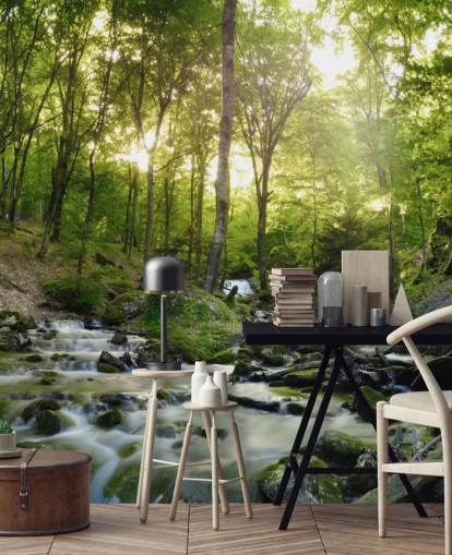 green waterfall wallpaper called Forest Waterfall at Wallsauce for bedrooms, bathrooms and offices green waterfall wallpaper called Forest Waterfall at Wallsauce for bedrooms, bathrooms and offices