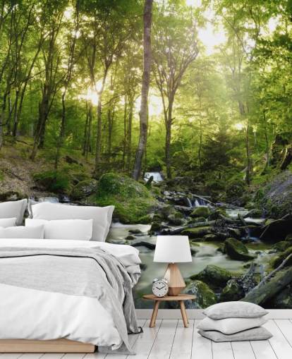 green waterfall wallpaper called Forest Waterfall at Wallsauce for bedrooms, bathrooms and offices green waterfall wallpaper called Forest Waterfall at Wallsauce for bedrooms, bathrooms and offices