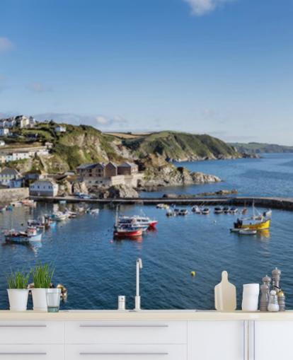 Mevagissey Fishing Village, Cornwall Coastal Wallpaper Mevagissey Fishing Village, Cornwall Coastal Wallpaper