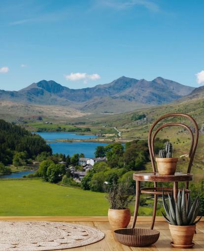 Blue Lake in Green Mountains Wall Mural Blue Lake in Green Mountains Wall Mural