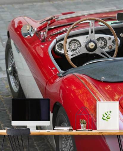 Lähikuva Red Vintage Car Taustakuva Seinämaalaus Lähikuva Red Vintage Car Taustakuva Seinämaalaus