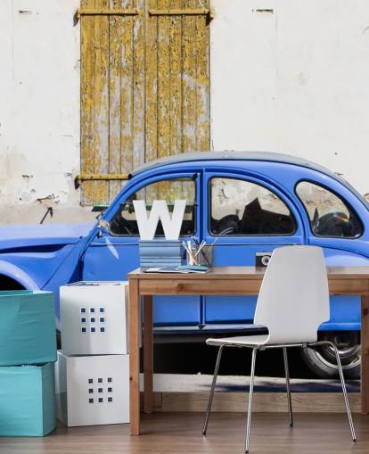 Blå Citroën 2CV Vintage Car Baggrund Blå Citroën 2CV Vintage Car Baggrund