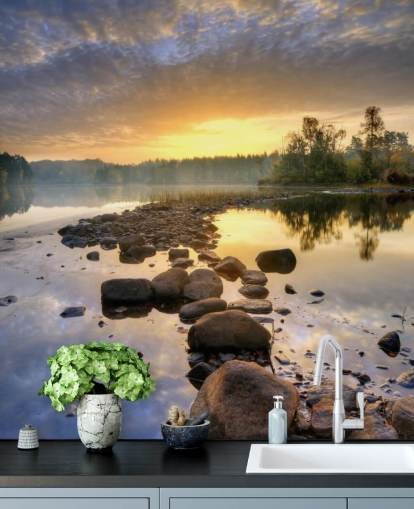 Rocky Lake Muurschildering Rocky Lake Muurschildering
