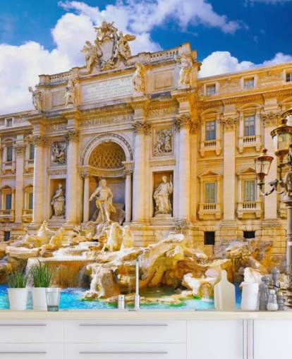 golden toned trevi fountain on a sunny day wallpaper golden toned trevi fountain on a sunny day wallpaper