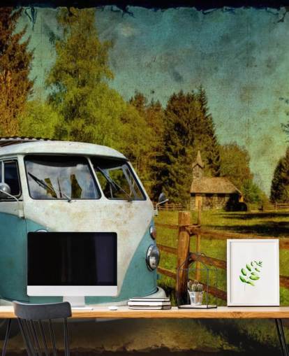 Blue and White Campervan Wallpaper Blue and White Campervan Wallpaper