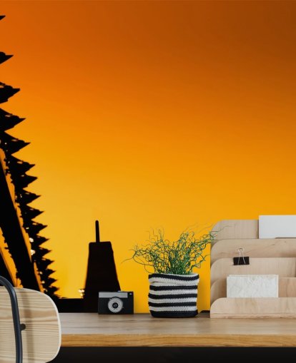 Solnedgang Silhouette av F1 Car Wall Mural Solnedgang Silhouette av F1 Car Wall Mural