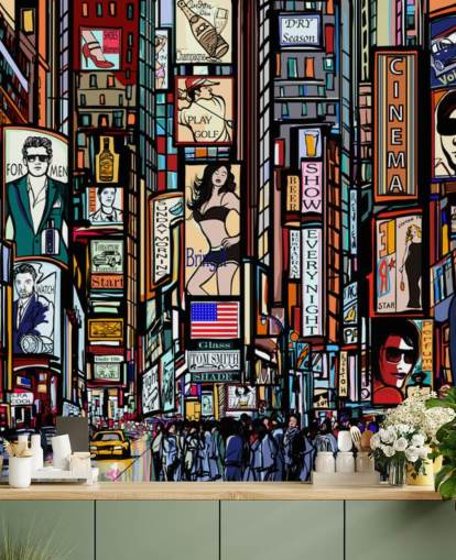 Mural de pared abstracto colorido de Times Square Nueva York Mural de pared abstracto colorido de Times Square Nueva York
