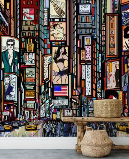 Mural de parede colorido abstrato Times Square New York Mural de parede colorido abstrato Times Square New York