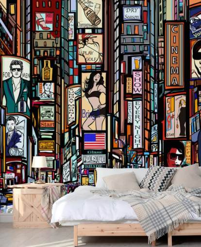 Mural de parede colorido abstrato Times Square New York Mural de parede colorido abstrato Times Square New York