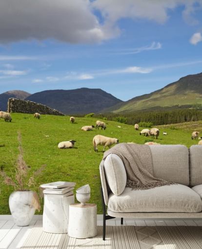 Sheep in Field Wallpaper Sheep in Field Wallpaper