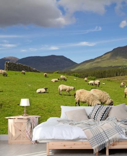 Sheep in Field Wallpaper Sheep in Field Wallpaper