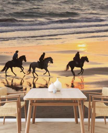 Horses Running on a Sunset Beach Wallpaper Horses Running on a Sunset Beach Wallpaper