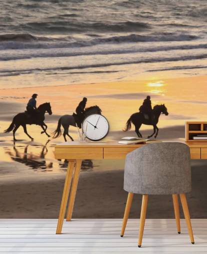 Pferde laufen auf einem Sunset Beach Wallpaper Pferde laufen auf einem Sunset Beach Wallpaper