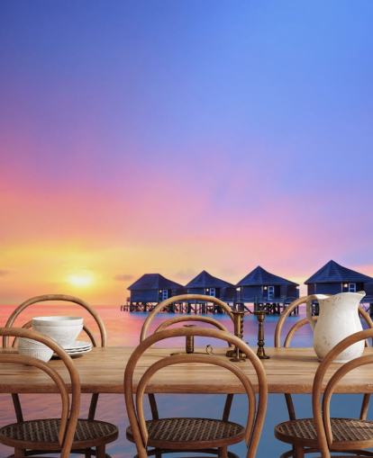 Fond d'écran Sunset Maldives Huts Fond d'écran Sunset Maldives Huts
