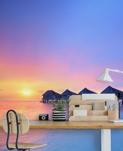 Sunset Maldiverne Huts Baggrund Sunset Maldiverne Huts Baggrund