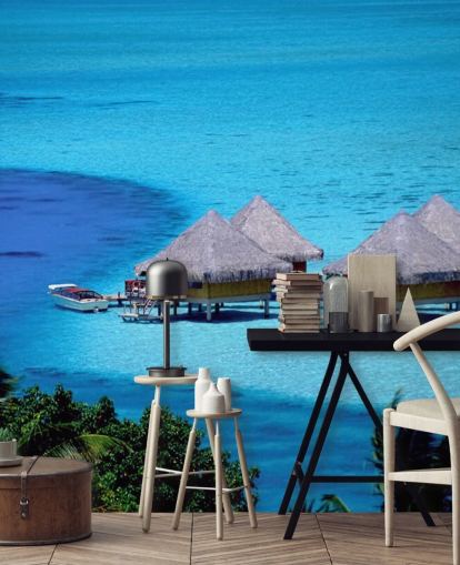 Trooppiset rantamajat Taustakuva Trooppiset rantamajat Taustakuva