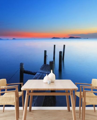 Lake and Jetty at Sunset Wall Mural Lake and Jetty at Sunset Wall Mural
