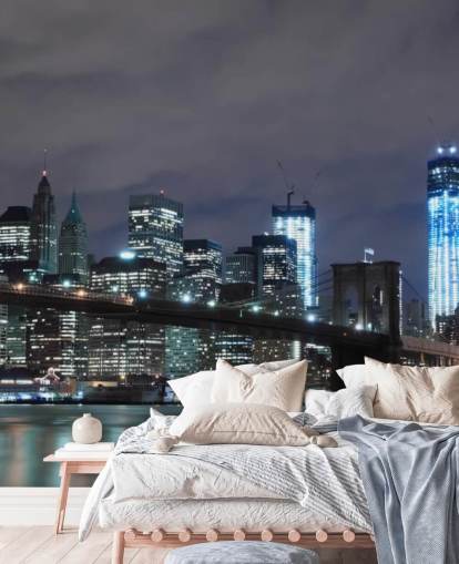 mørkt new york city tapetmaleri kaldet Brooklyn Bridge New York til soveværelser, stuer og mere mørkt new york city tapetmaleri kaldet Brooklyn Bridge New York til soveværelser, stuer og mere