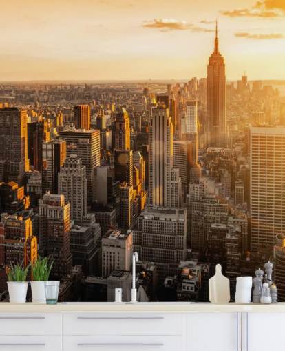 anpassad new york skyline tapet som heter Sunrise New York för vardagsrum, sovrum och kontor anpassad new york skyline tapet som heter Sunrise New York för vardagsrum, sovrum och kontor