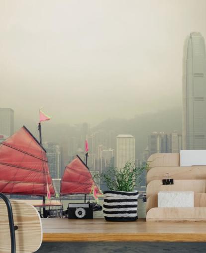 sumuinen hong kong veneen taustakuva sumuinen hong kong veneen taustakuva
