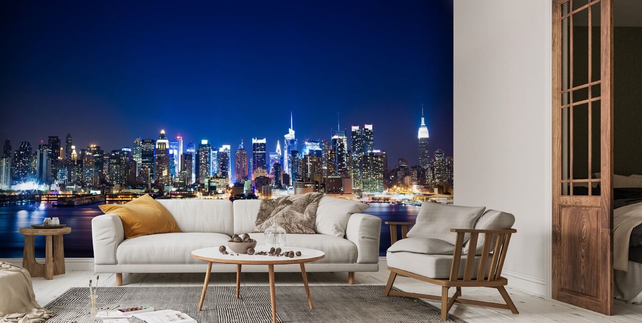 Manhattan Night Skyline Wallpaper | Wallsauce UK