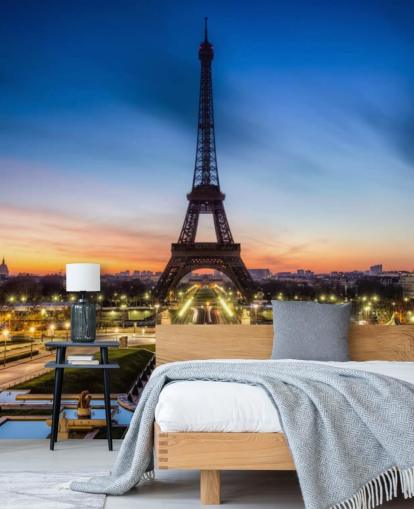 Paris om natten solnedgang Baggrund Paris om natten solnedgang Baggrund