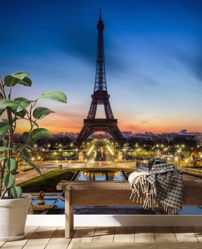 Paris på natten Sunset Bakgrund Paris på natten Sunset Bakgrund