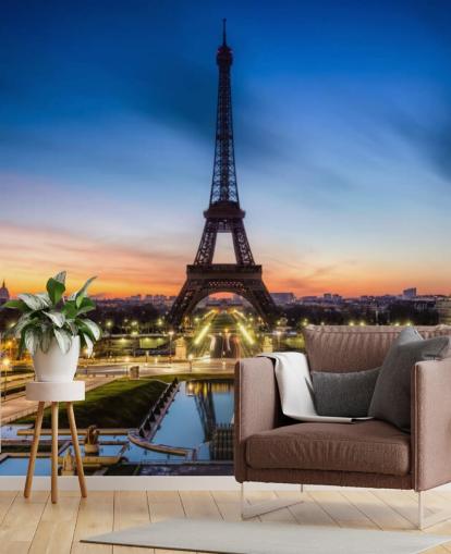 Paris på natten Sunset Bakgrund Paris på natten Sunset Bakgrund