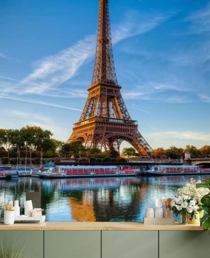 Eiffeltårnet portrett reflekterer i vann tapet Eiffeltårnet portrett reflekterer i vann tapet