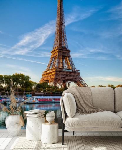 eiffeltornet porträtt reflekterar i vatten tapeter eiffeltornet porträtt reflekterar i vatten tapeter