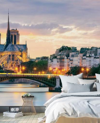 Notre Dame and River Wall Mural Notre Dame and River Wall Mural