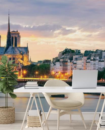 Notre Dame och flodväggmålning Notre Dame och flodväggmålning