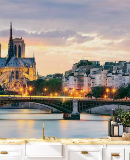 Notre Dame ja joen seinämaalaus Notre Dame ja joen seinämaalaus