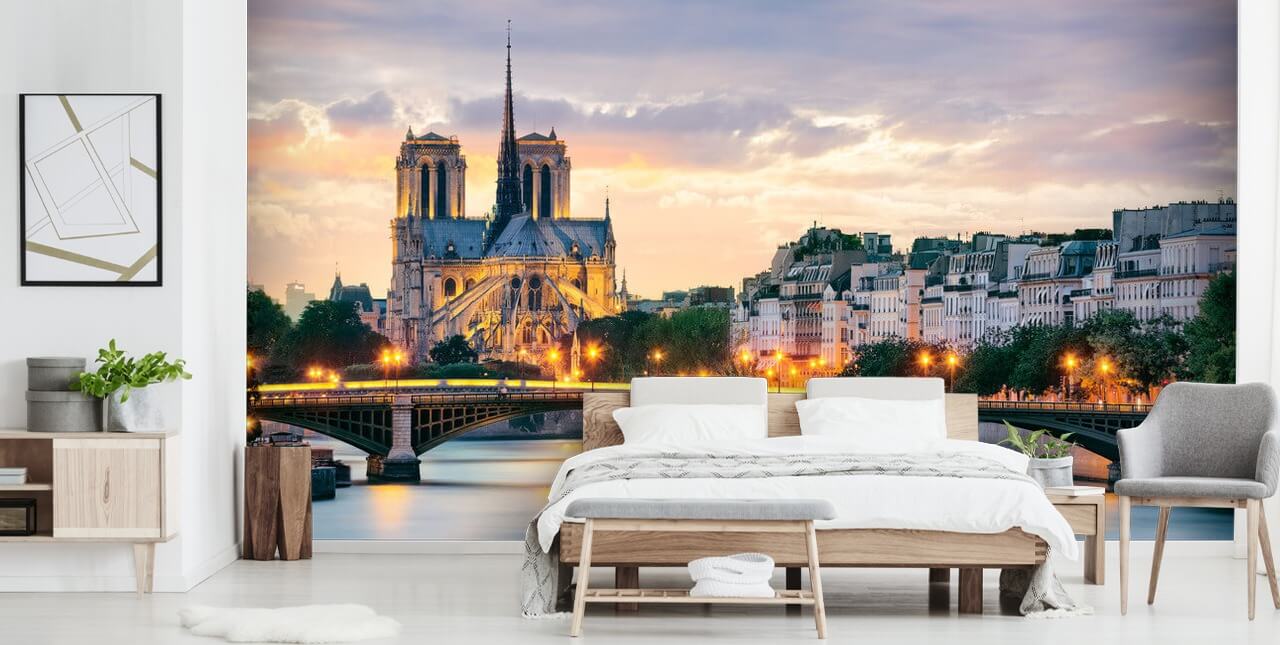 Papier Peint Fresque Notre-Dame et la Rivière Papier Peint Fresque Notre-Dame et la Rivière